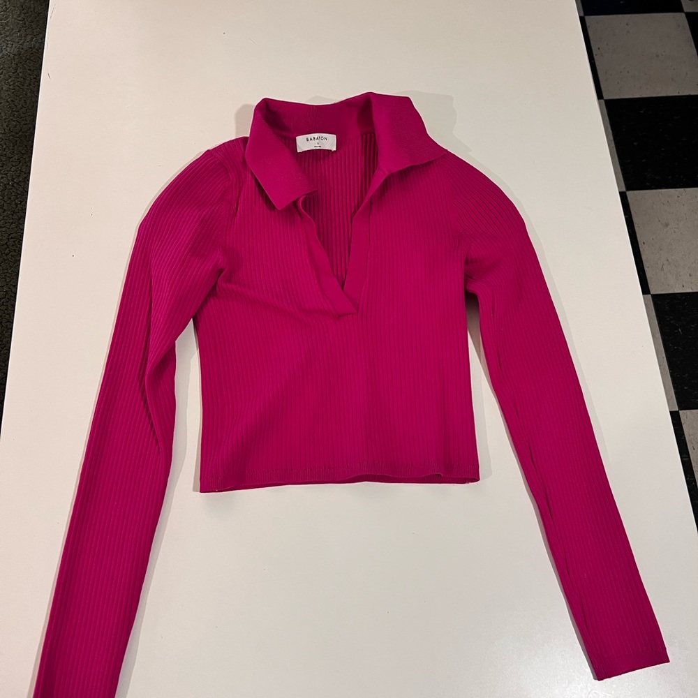 Aritzia Sculpt Knit Polo Cropped Long Sleeve